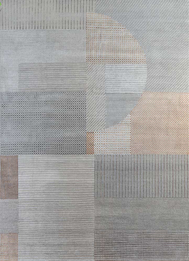 chaos theory by kavi ivory wool and bamboo silk Hand Knotted Rug - HeadShot