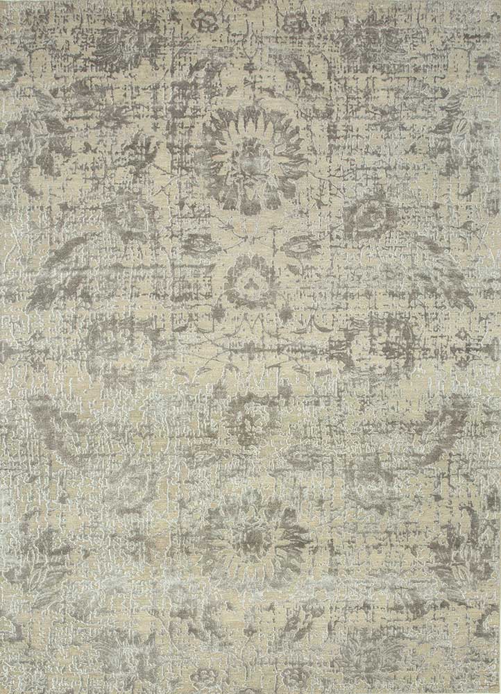 chaos theory by kavi grey and black wool and bamboo silk Hand Knotted Rug - HeadShot