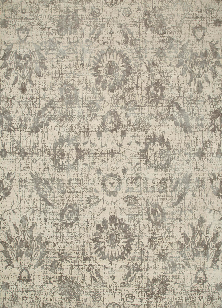 chaos theory by kavi beige and brown wool and bamboo silk Hand Knotted Rug - HeadShot