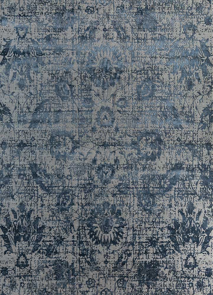 chaos theory by kavi grey and black wool and bamboo silk Hand Knotted Rug - HeadShot