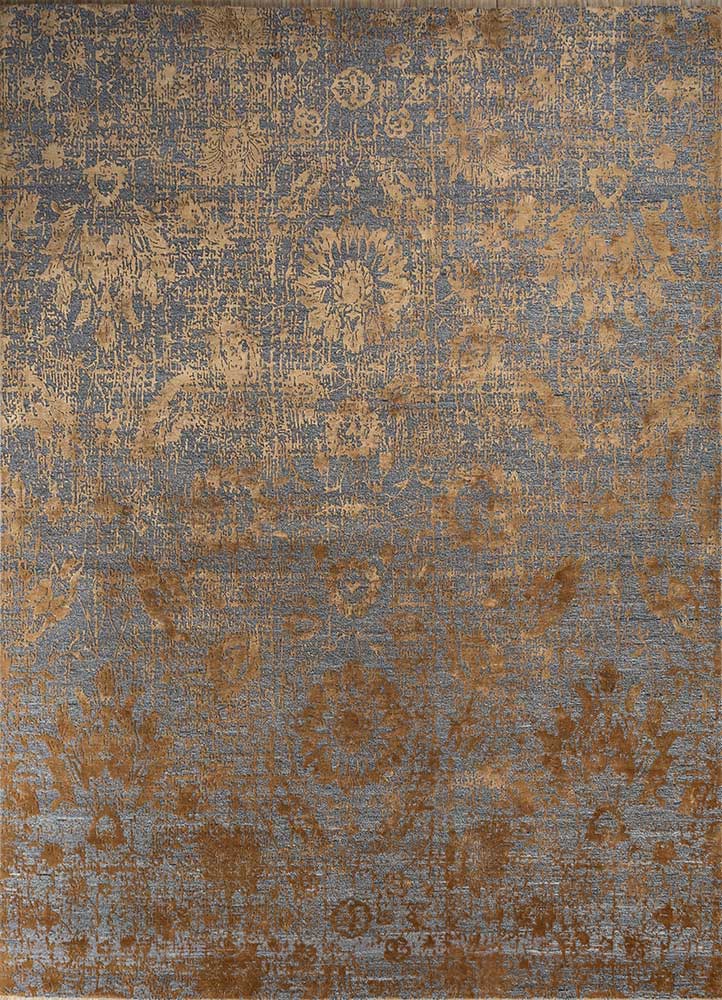 chaos theory by kavi beige and brown wool and bamboo silk Hand Knotted Rug - HeadShot