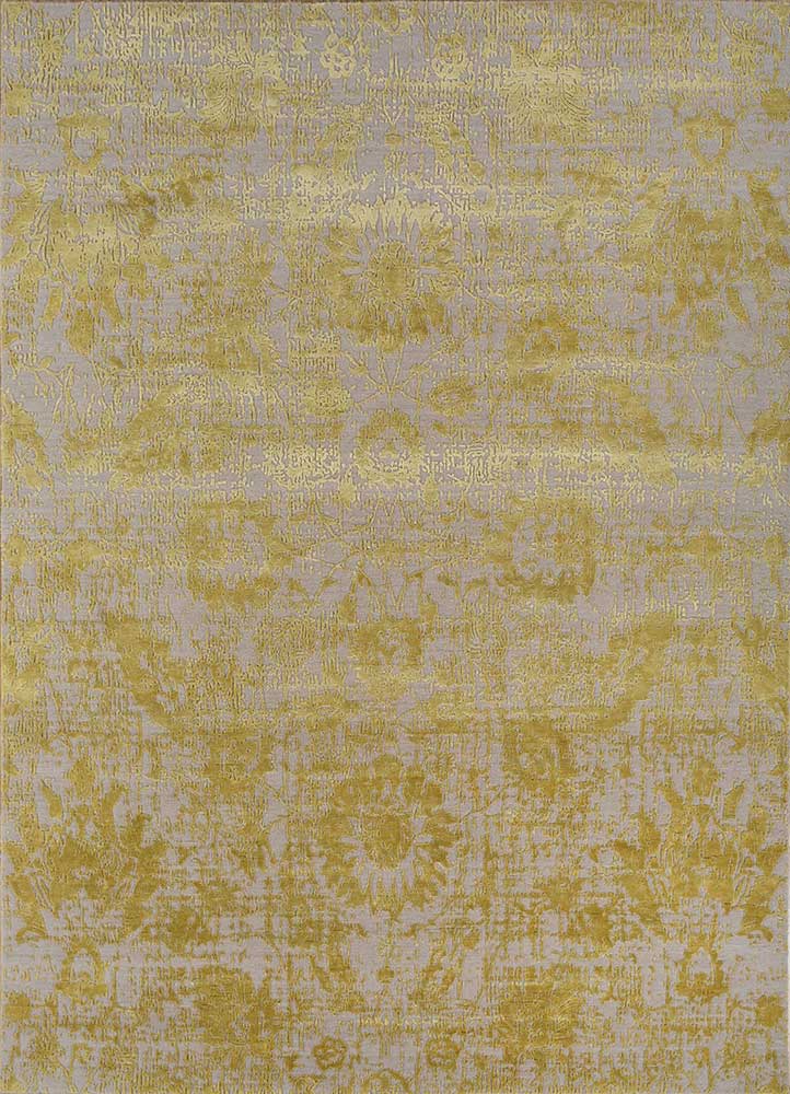  ivory wool and bamboo silk Hand Knotted Rug