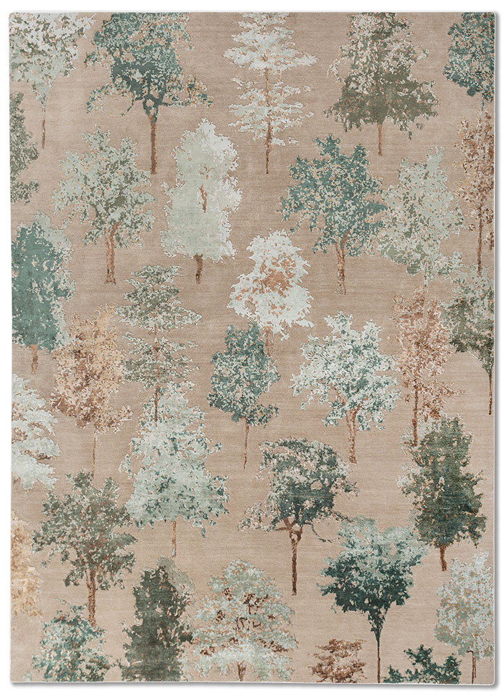 chaos theory by kavi ivory wool and bamboo silk Hand Knotted Rug - HeadShot
