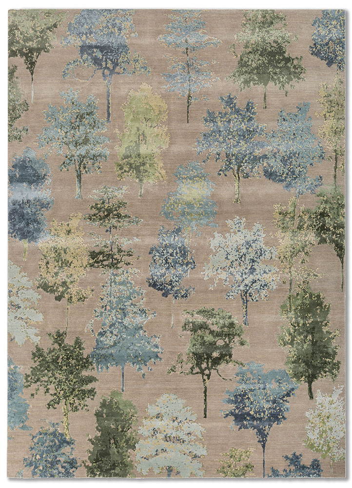  beige and brown wool and bamboo silk Hand Knotted Rug