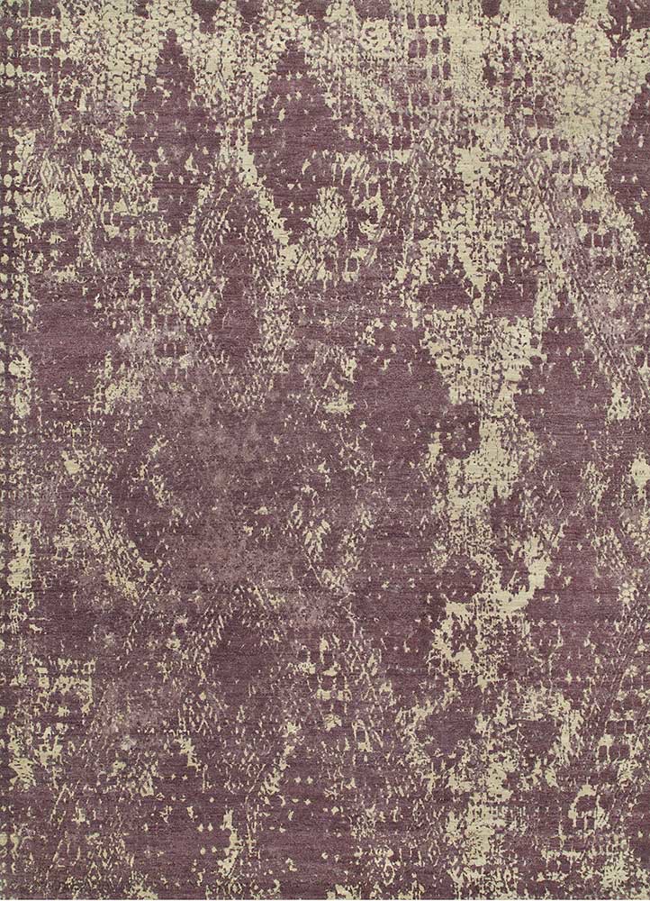  ivory wool and bamboo silk Hand Knotted Rug