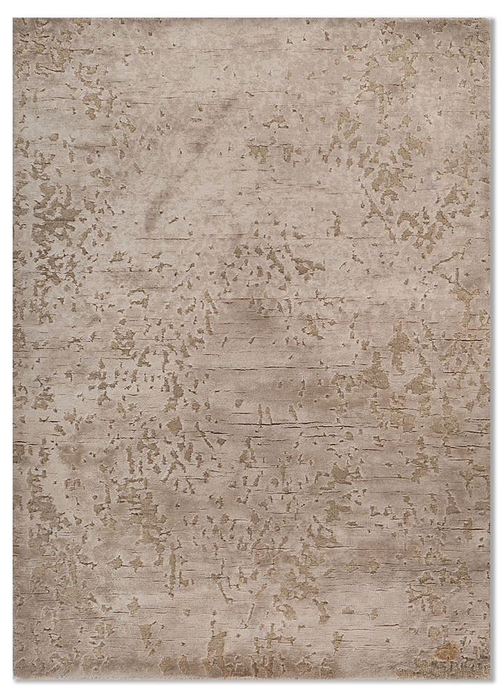  ivory wool and bamboo silk Hand Knotted Rug