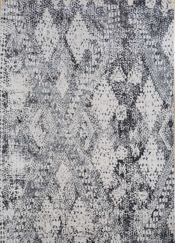  ivory wool and bamboo silk Hand Knotted Rug