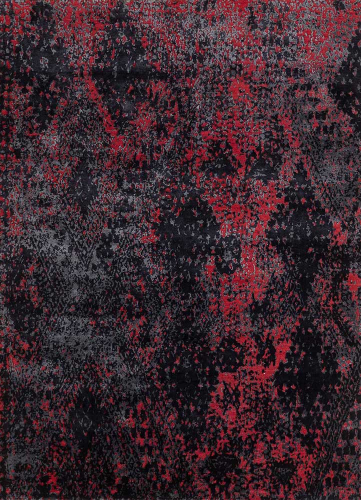  grey and black wool and bamboo silk Hand Knotted Rug