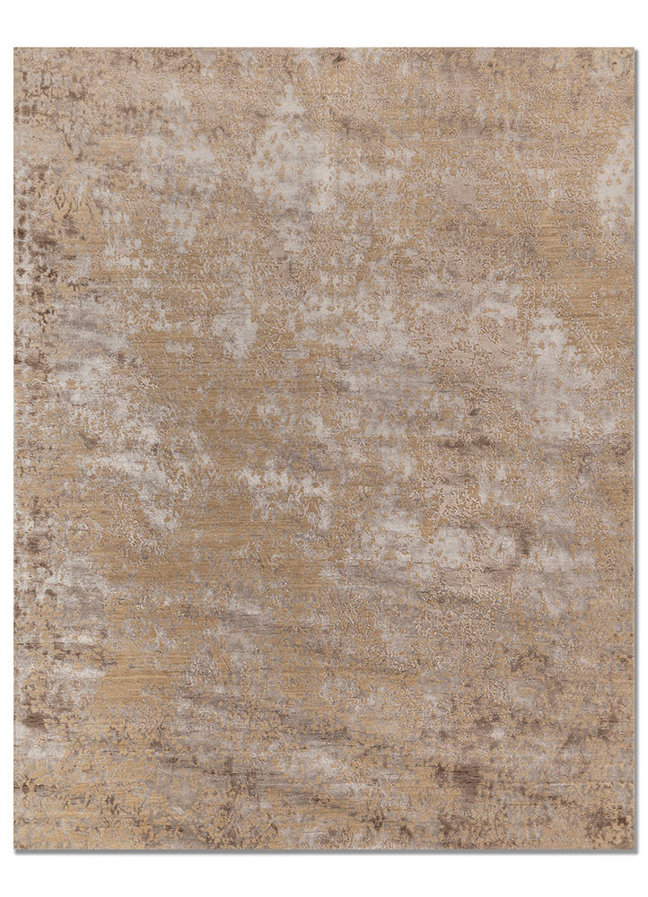  grey and black wool and bamboo silk Hand Knotted Rug
