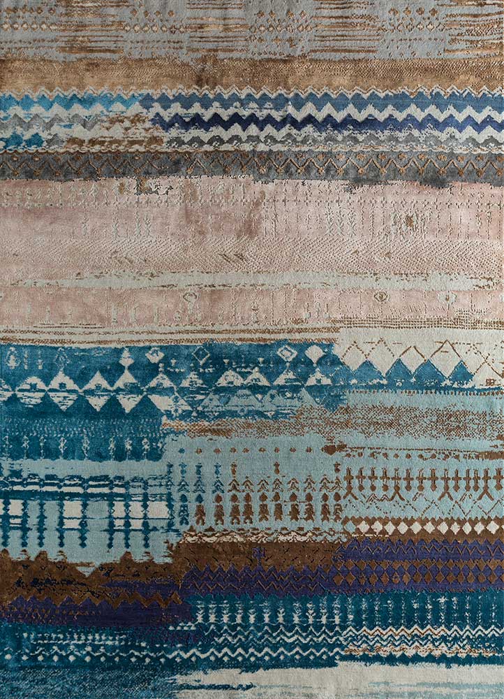  blue wool and bamboo silk Hand Knotted Rug