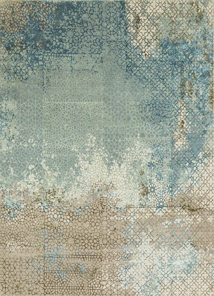  blue wool and bamboo silk Hand Knotted Rug