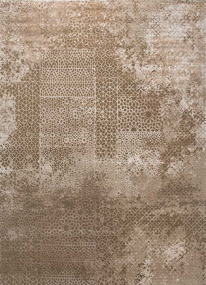 chaos theory by kavi gold wool and bamboo silk Hand Knotted Rug - HeadShot