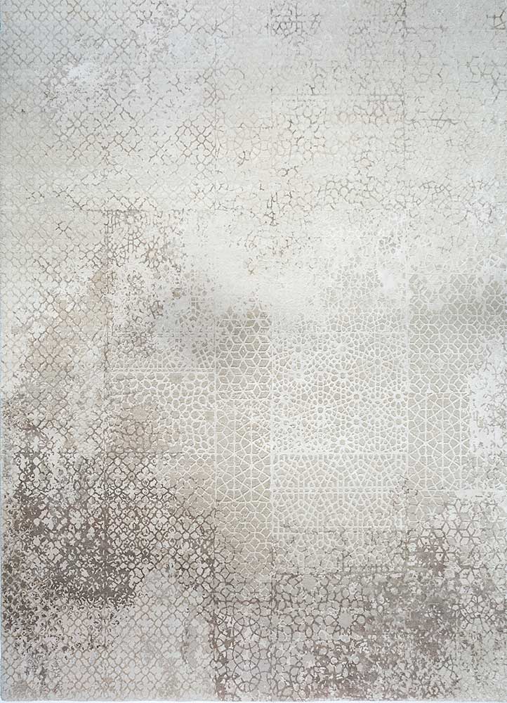 chaos theory by kavi ivory wool and bamboo silk Hand Knotted Rug - HeadShot