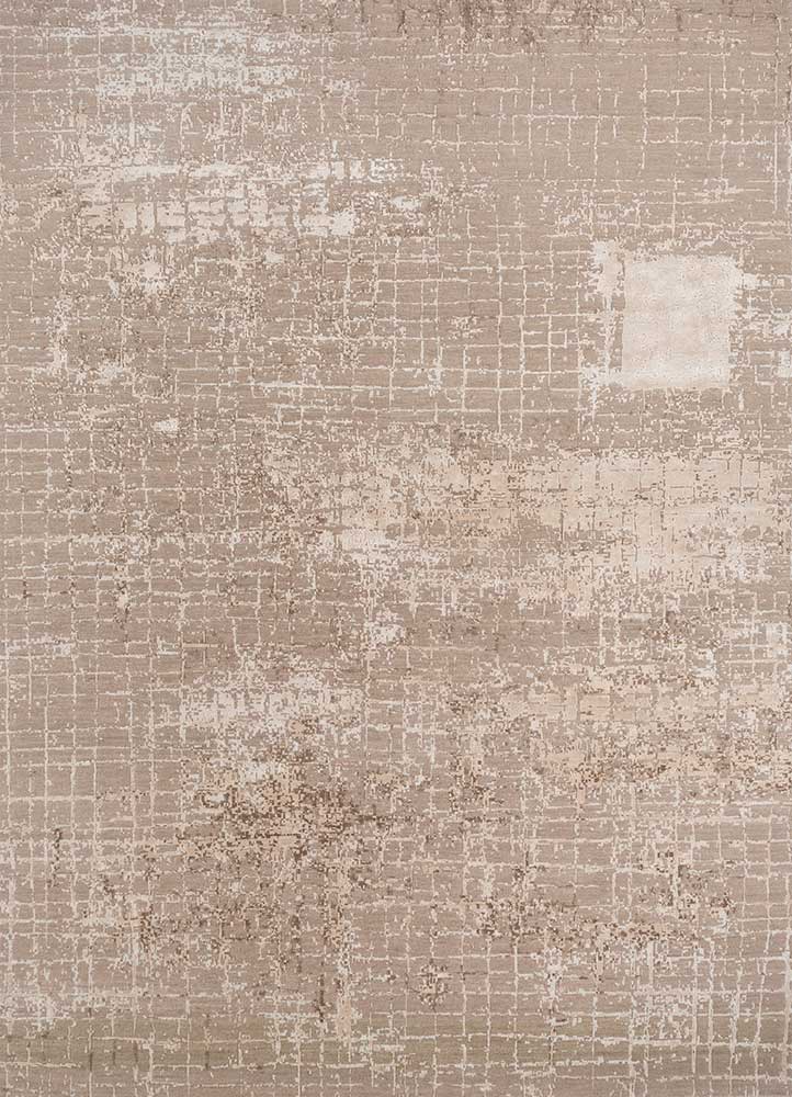 tattvam beige and brown wool and bamboo silk Hand Knotted Rug - HeadShot