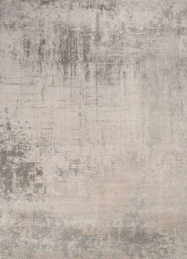 chaos theory by kavi ivory wool and bamboo silk Hand Knotted Rug - HeadShot