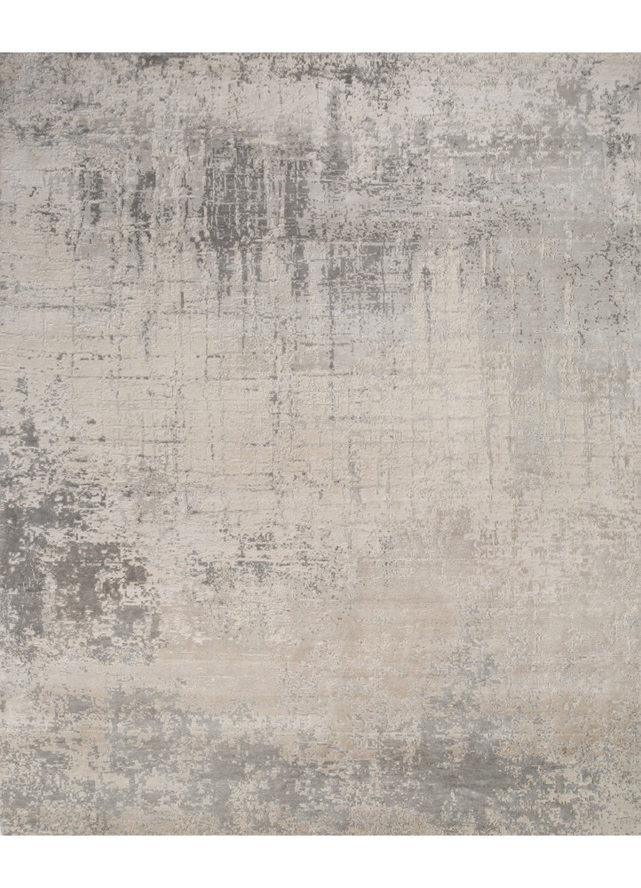  ivory wool and bamboo silk Hand Knotted Rug
