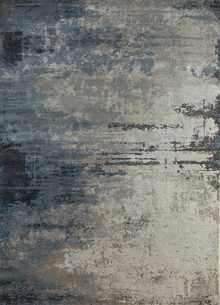 chaos theory by kavi blue wool and bamboo silk Hand Knotted Rug - HeadShot