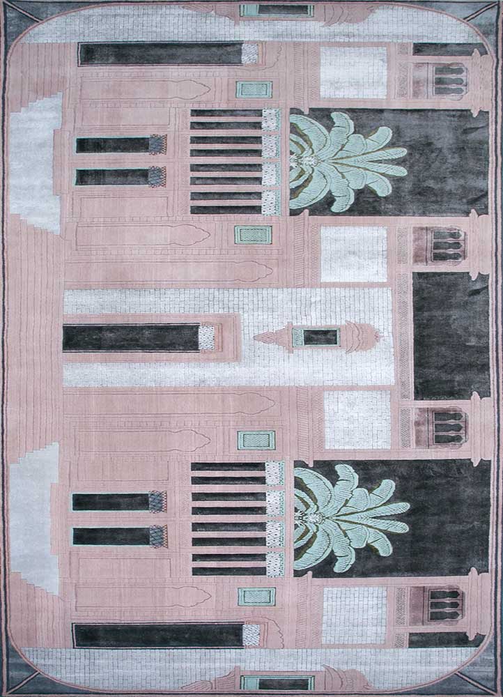aprezo pink and purple wool and bamboo silk Hand Knotted Rug - HeadShot