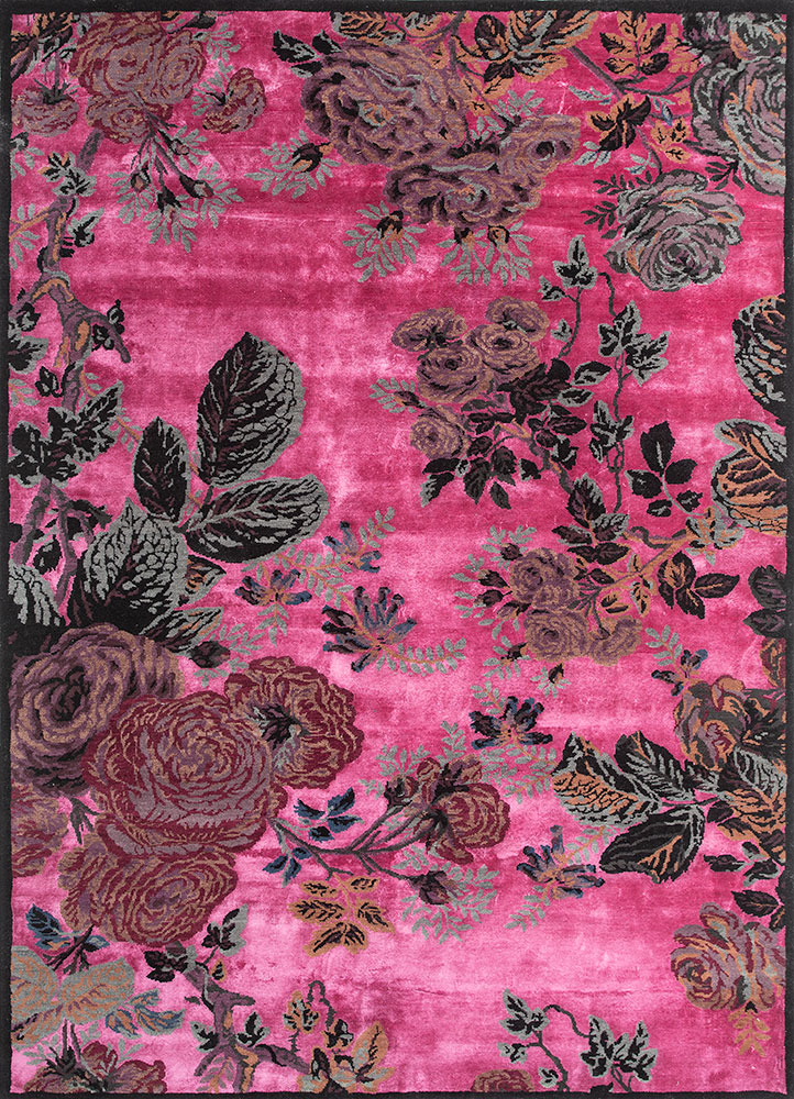 Belle Epoque by Peter D'Ascoli  red and orange wool and bamboo silk Hand Knotted Rug