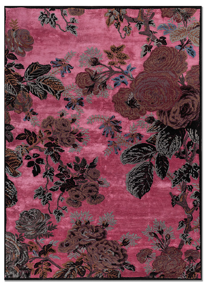 Belle Epoque by Peter D'Ascoli  pink and purple wool and bamboo silk Hand Knotted Rug