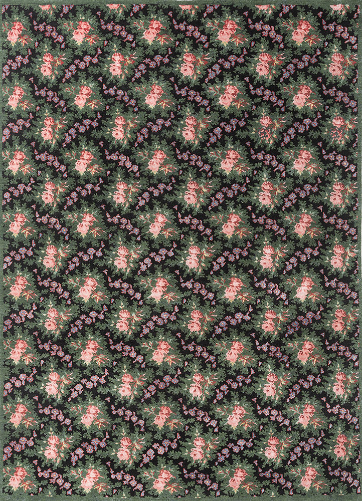 Eugenie by Peter D'Ascoli  grey and black wool and bamboo silk Hand Knotted Rug