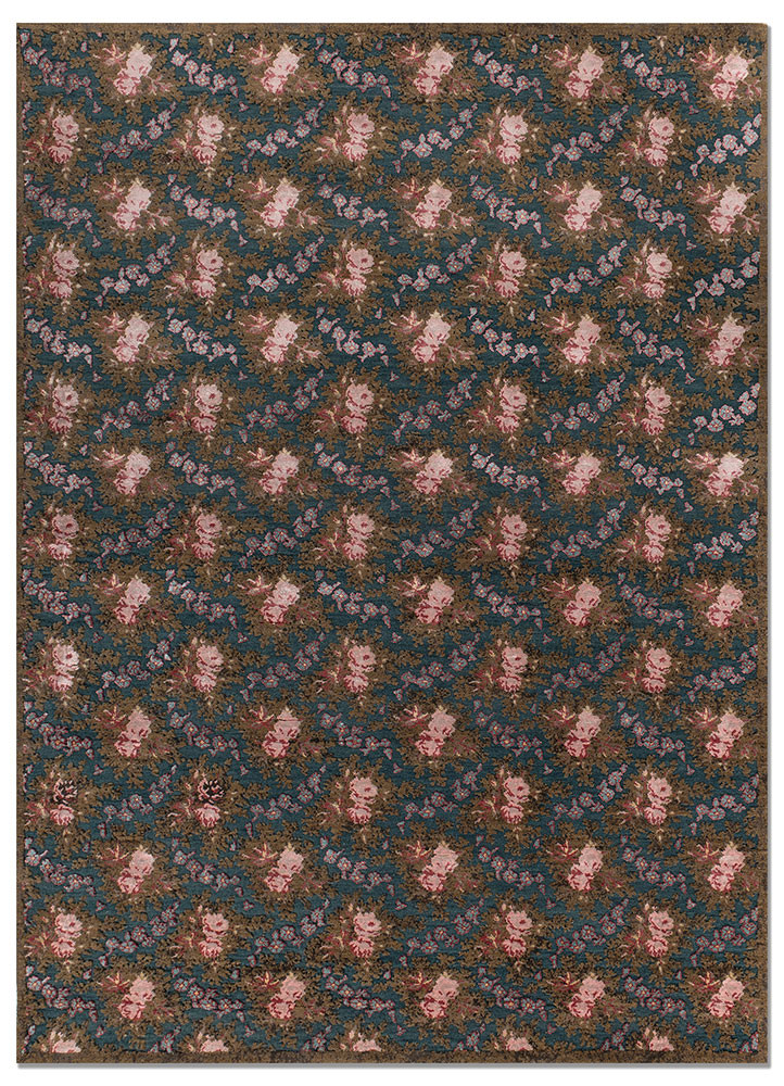 Eugenie by Peter D'Ascoli  blue wool and bamboo silk Hand Knotted Rug