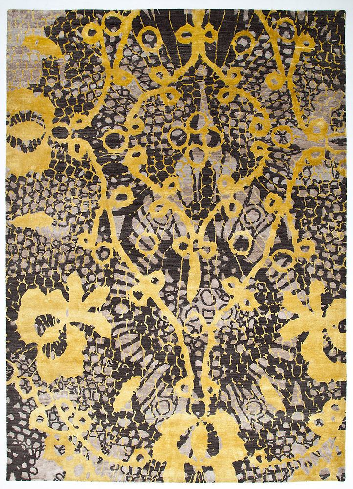 pansy beige and brown wool and bamboo silk Hand Knotted Rug - HeadShot pansy beige and brown wool and bamboo silk Hand Knotted Rug - HeadShot