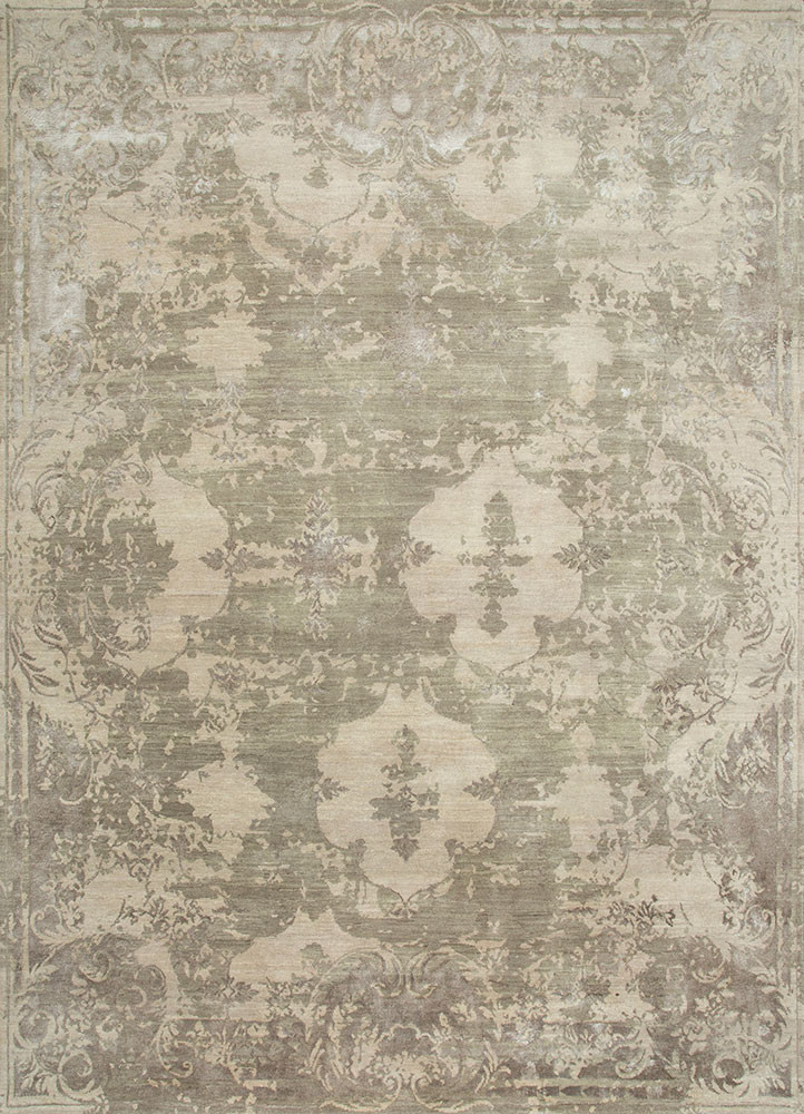  beige and brown wool and bamboo silk Hand Knotted Rug