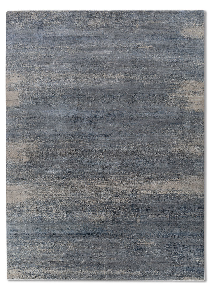  grey and black wool and bamboo silk Hand Knotted Rug