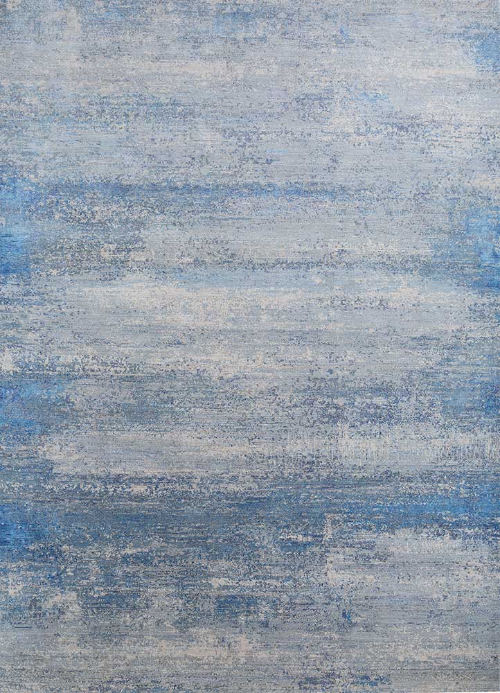  grey and black wool and bamboo silk Hand Knotted Rug