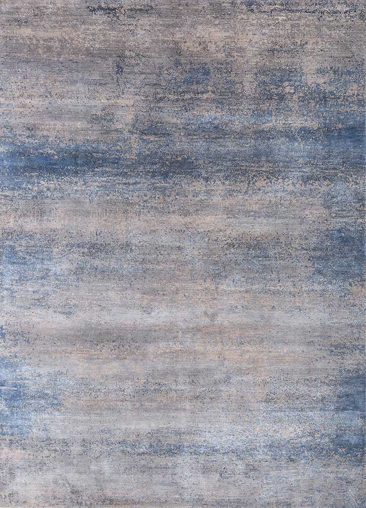  grey and black wool and bamboo silk Hand Knotted Rug