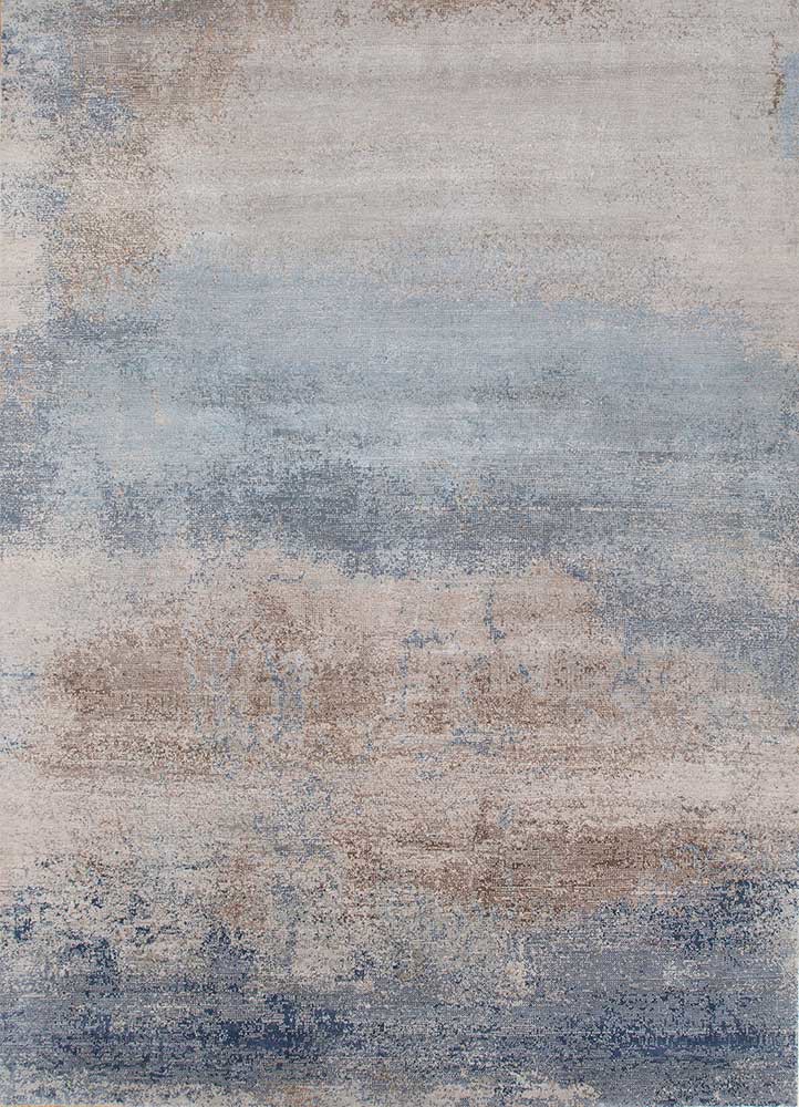  ivory wool and bamboo silk Hand Knotted Rug