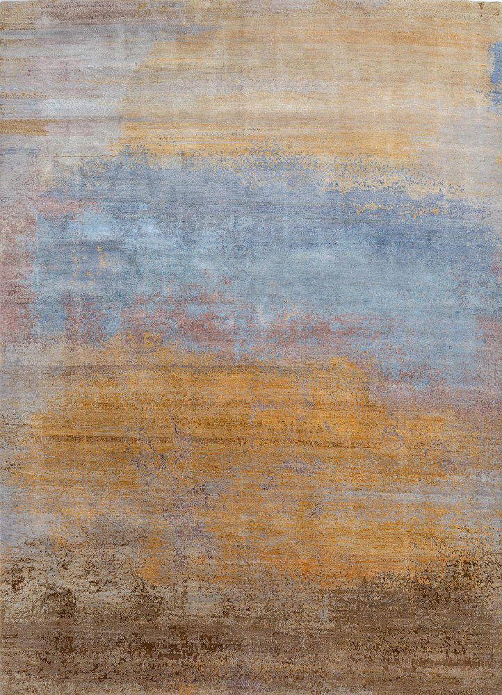  gold wool and bamboo silk Hand Knotted Rug