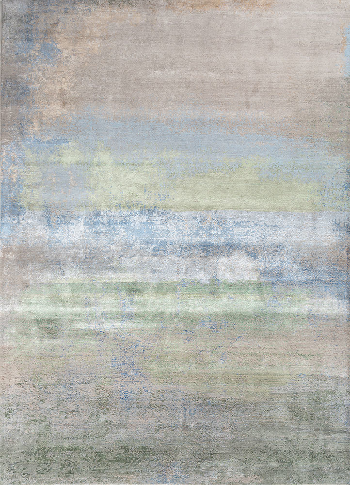  grey and black wool and bamboo silk Hand Knotted Rug