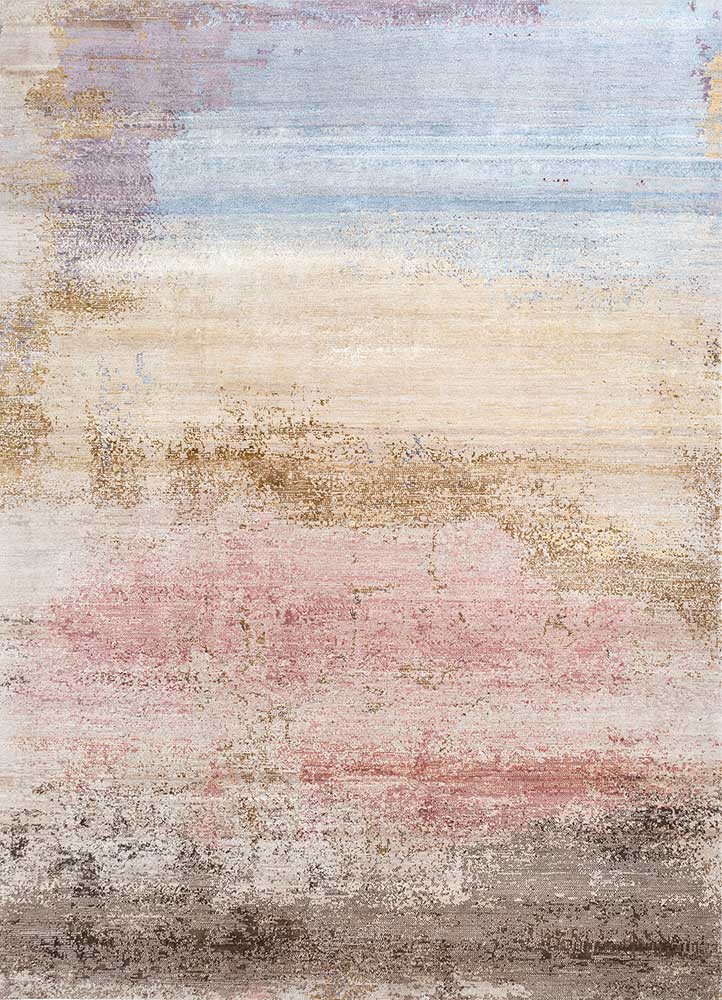  ivory wool and bamboo silk Hand Knotted Rug