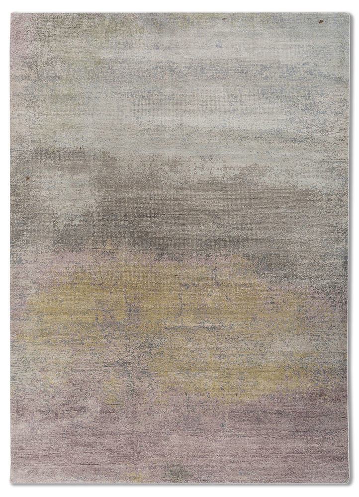  grey and black wool and bamboo silk Hand Knotted Rug