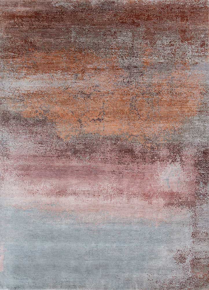  grey and black wool and bamboo silk Hand Knotted Rug