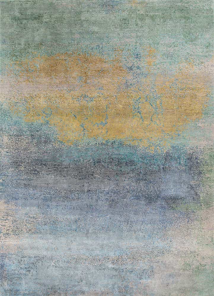  grey and black wool and bamboo silk Hand Knotted Rug