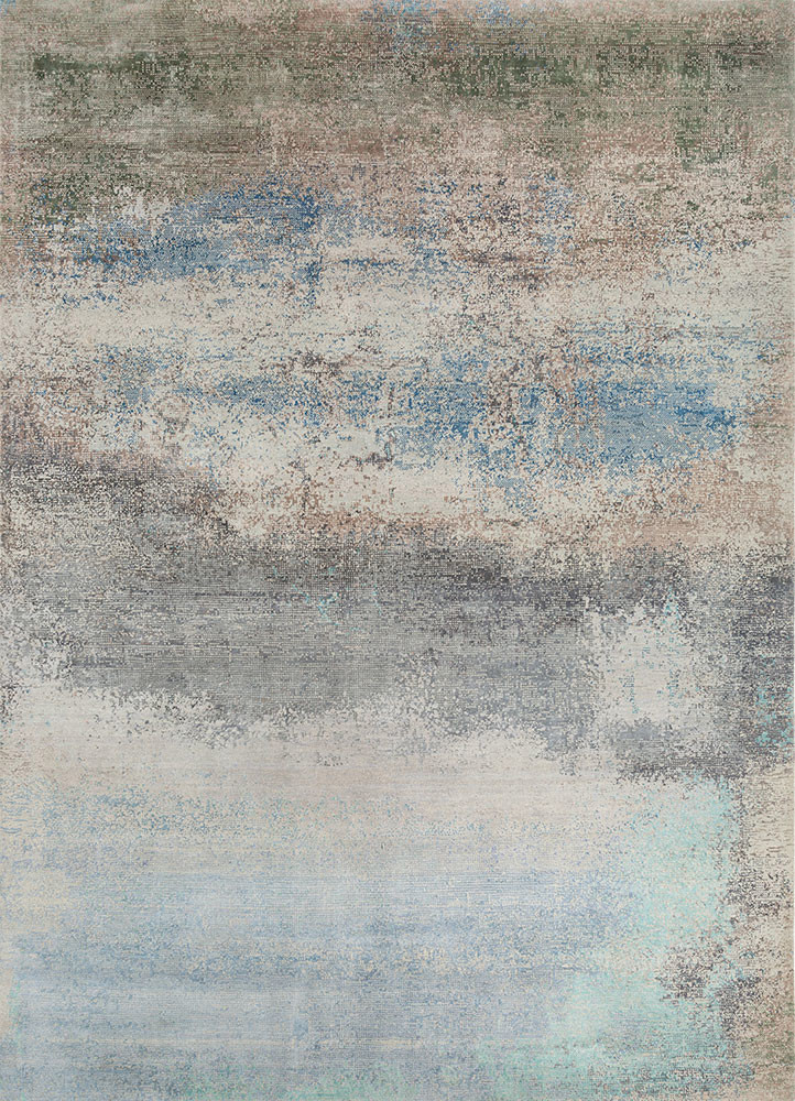  grey and black wool and bamboo silk Hand Knotted Rug