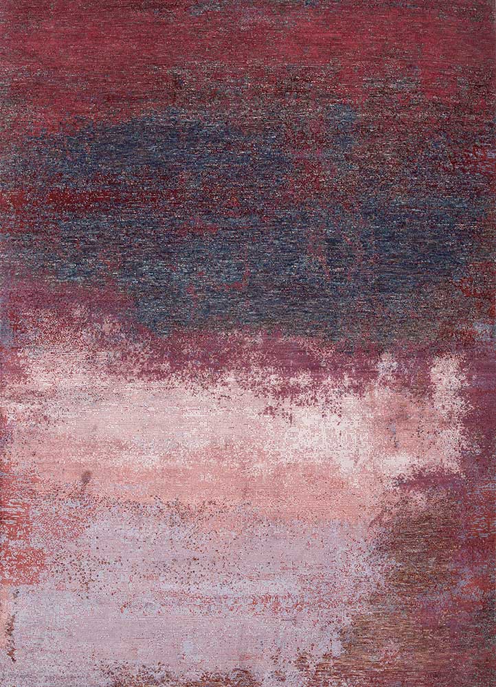  red and orange wool and bamboo silk Hand Knotted Rug