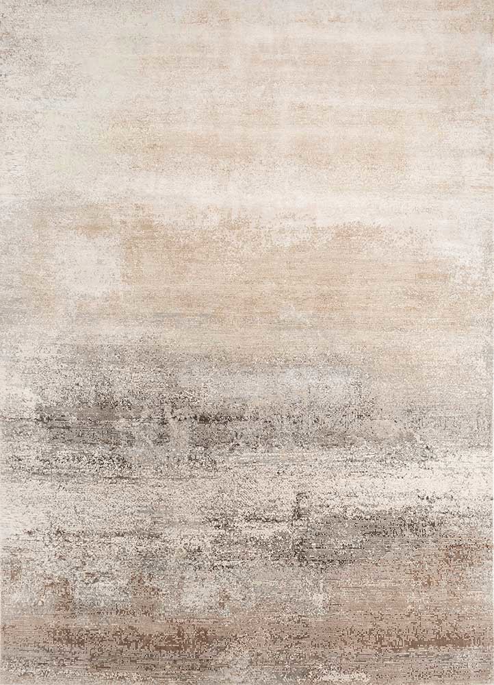  ivory wool and bamboo silk Hand Knotted Rug