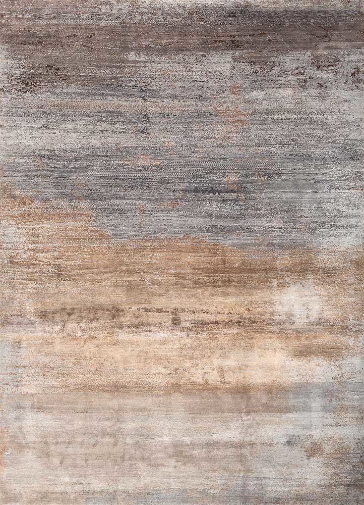  grey and black wool and bamboo silk Hand Knotted Rug