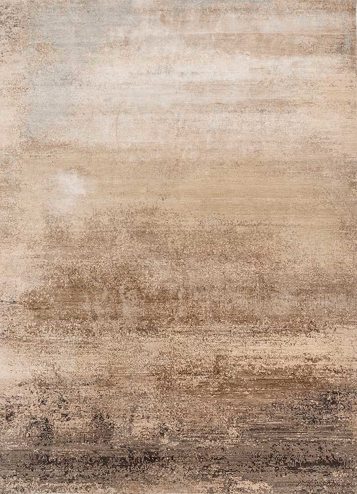  beige and brown wool and bamboo silk Hand Knotted Rug