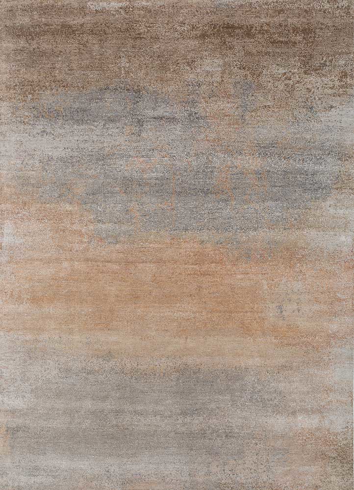  grey and black wool and bamboo silk Hand Knotted Rug
