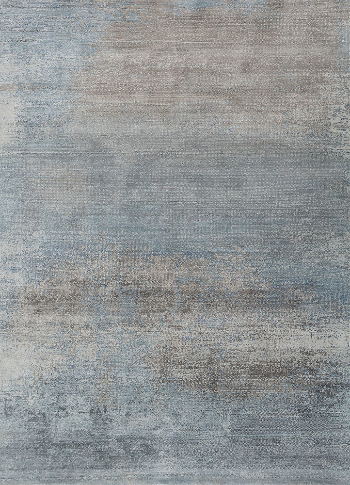  blue wool and bamboo silk Hand Knotted Rug
