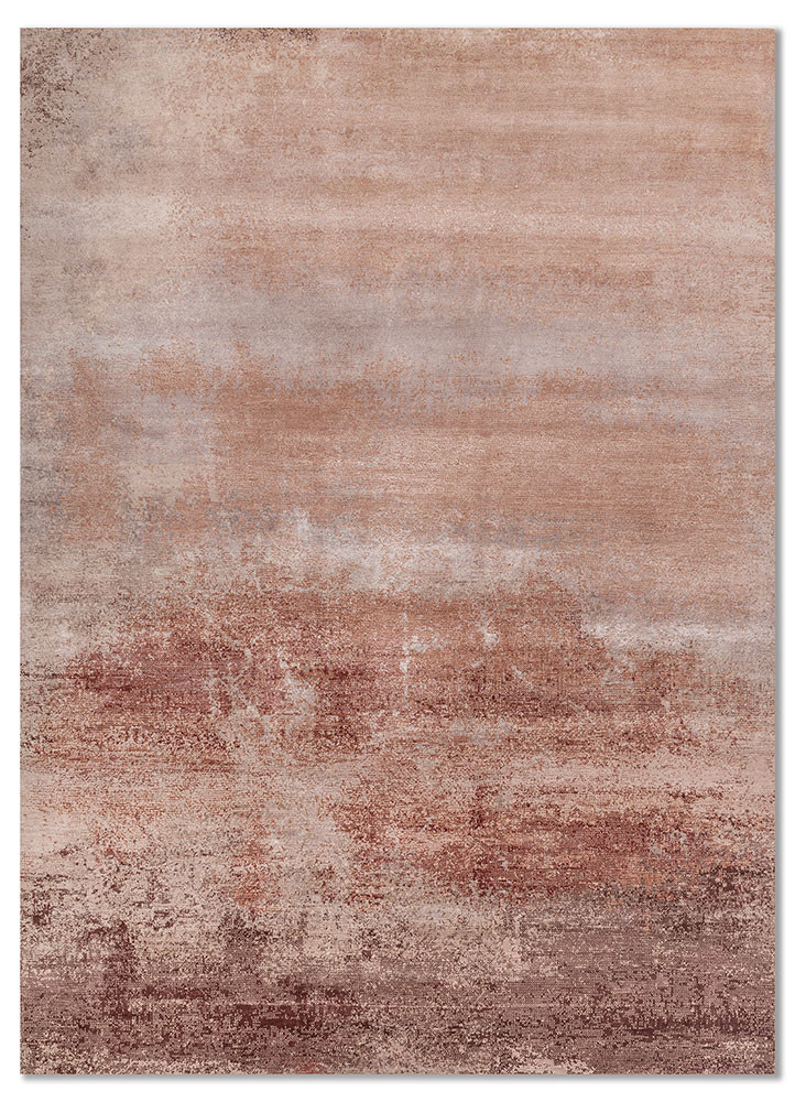  red and orange wool and bamboo silk Hand Knotted Rug