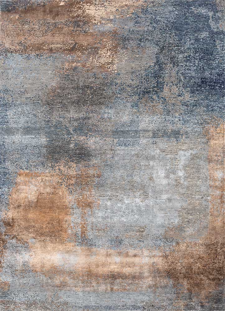  blue wool and bamboo silk Hand Knotted Rug