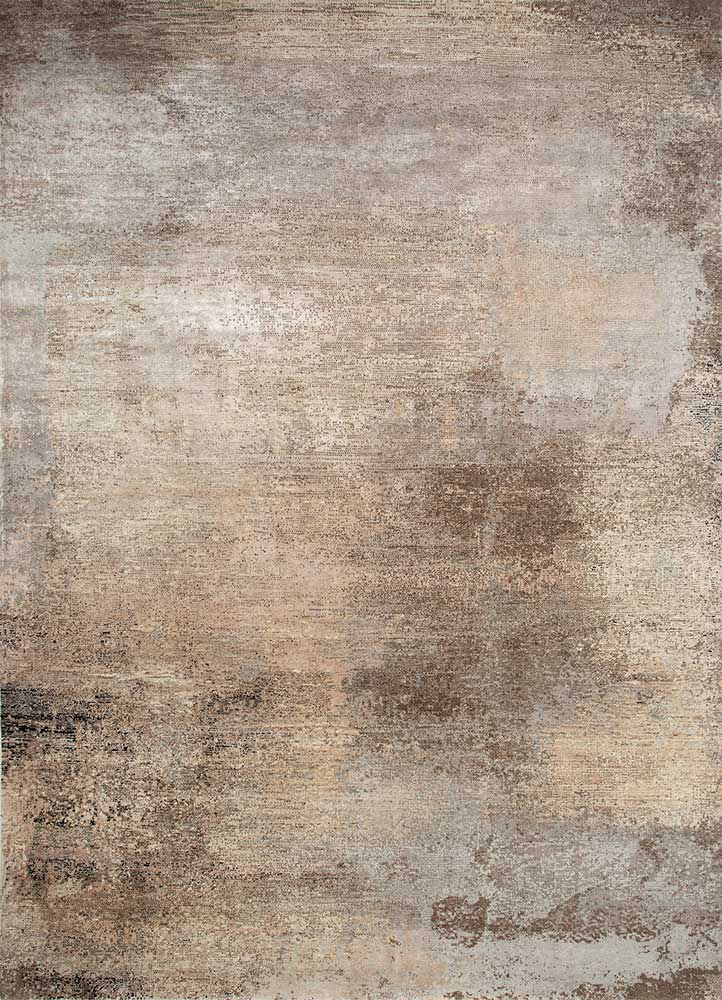  ivory wool and bamboo silk Hand Knotted Rug