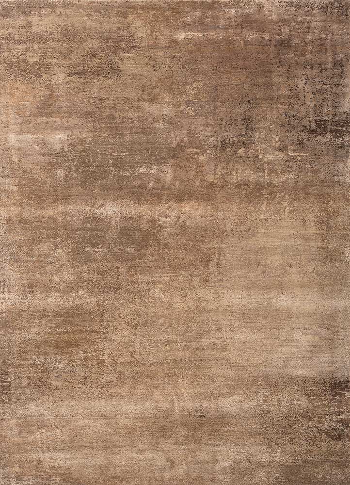  beige and brown wool and bamboo silk Hand Knotted Rug