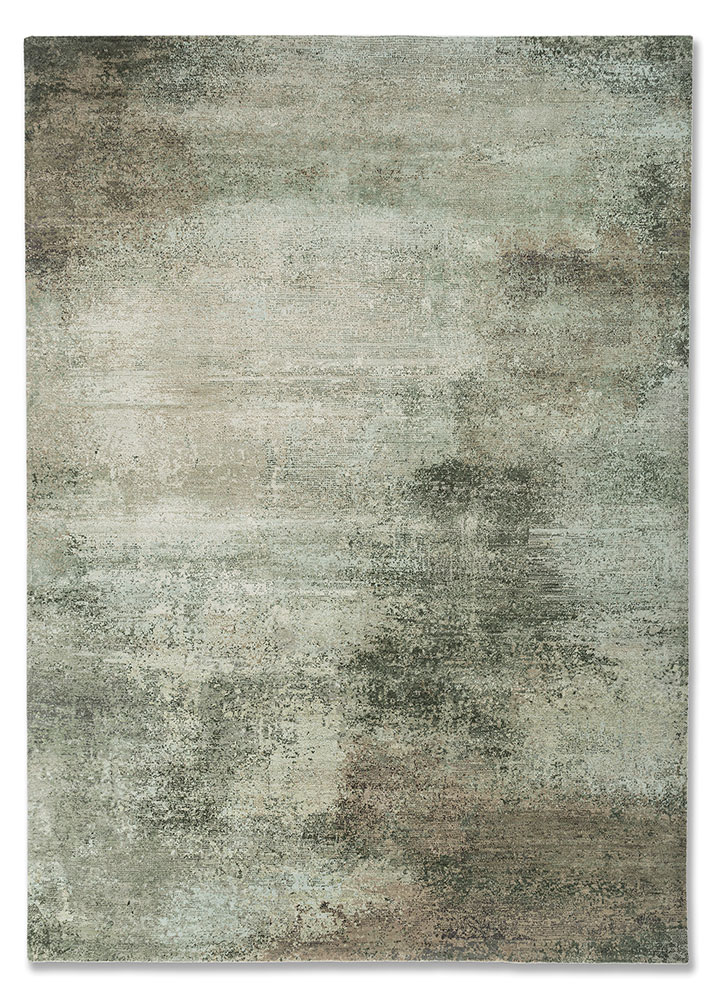 afterglow by kavi green wool and bamboo silk Hand Knotted Rug - HeadShot